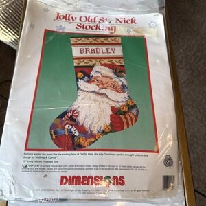 Dimensions Christmas Needlepoint Stocking Craft Kit, JOLLY OLD ST. NICK,9074,16"